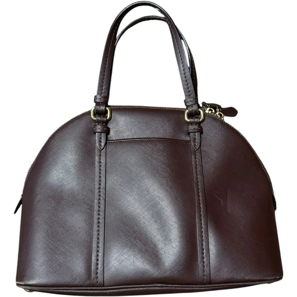 Coach Peyton Leather Cora Domed Satchel Purse